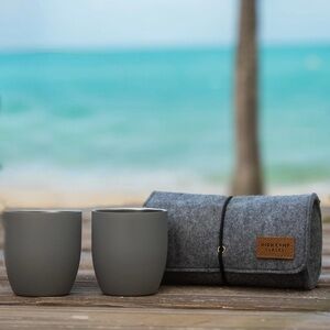 High Camp NEW Stainless Steel Firelight Tumbler Set of 2 with  Carrying Case